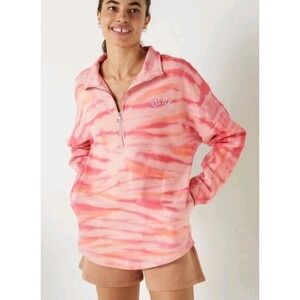 Women's‎ Victoria's Secret Pink Varsity Half Zip Sweatshirt Tie Dye NWT Size XS